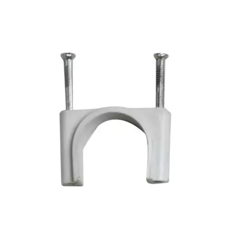 Aquai Double Nail Clamp Steel & PVC 32 mm Size White for UPVC Pipe Use, BP-U032 (Pack of 50 Pcs)