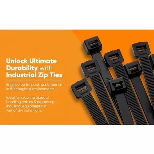SCHOFIC Heavy Duty Cable Zip Ties Nylon (Polyamide) Black 4.8x200 mm, (Pack of ‎1000)