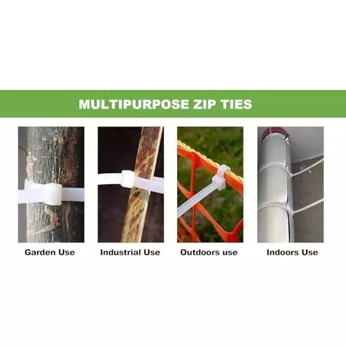 SCHOFIC Heavy Duty Cable Zip Ties Halogen-Free Nylon (Polyamide) White 4.8x200 mm, (Pack of ‎300)