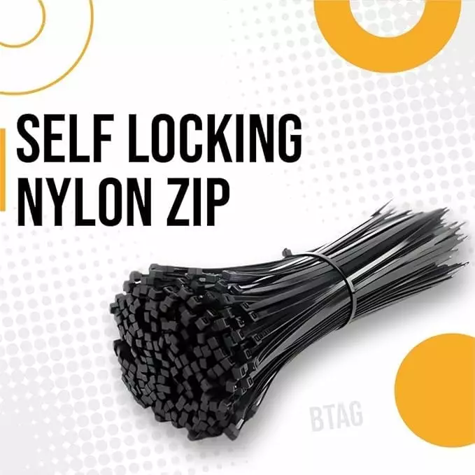 GENERIC 150x2.5 mm Nylon Zip Locking Cable Ties Black (Pack of 250 Pcs)