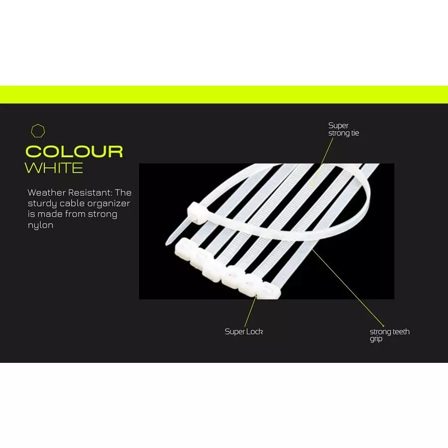 ELEGANT CASA Self-Locking Cable Ties Nylon (Teeth Grip) 350x4.8 mm Heavy-Duty, Strong Hold White (Pack of 400)