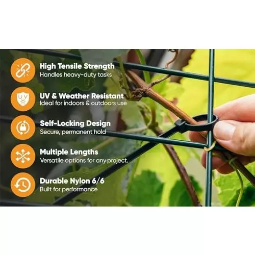 SCHOFIC Heavy Duty Cable Zip Ties Nylon (Polyamide) Black 4.8x450 mm, (Pack of ‎200)