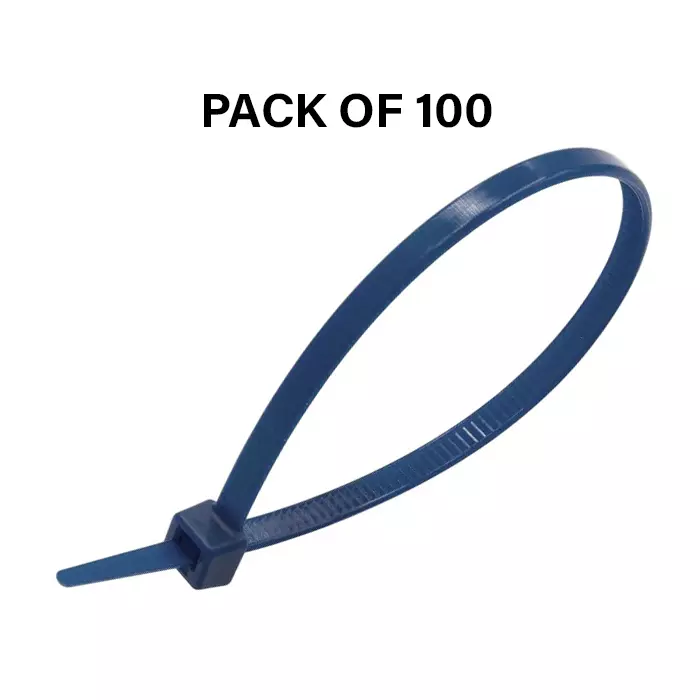 Partex Cable Tie Metal Detectable Blue Color Nylon, Length 390 mm and Width 4.8 mm, MDT 390 (Pack of 100)