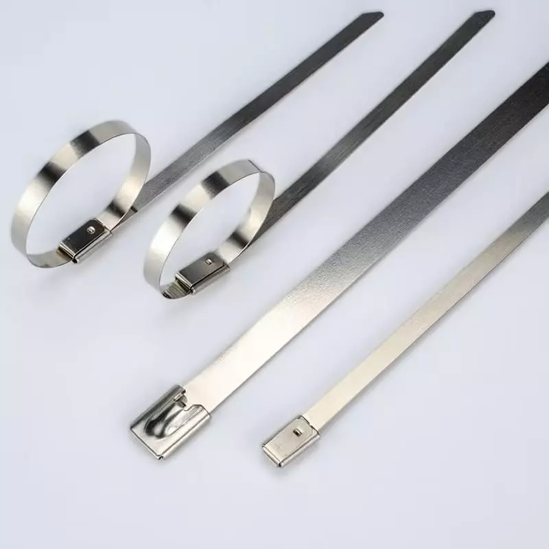 GENERIC 400 mm Stainless Steel Zip Locking Cable Ties Silver (Pack of 100 Pcs)
