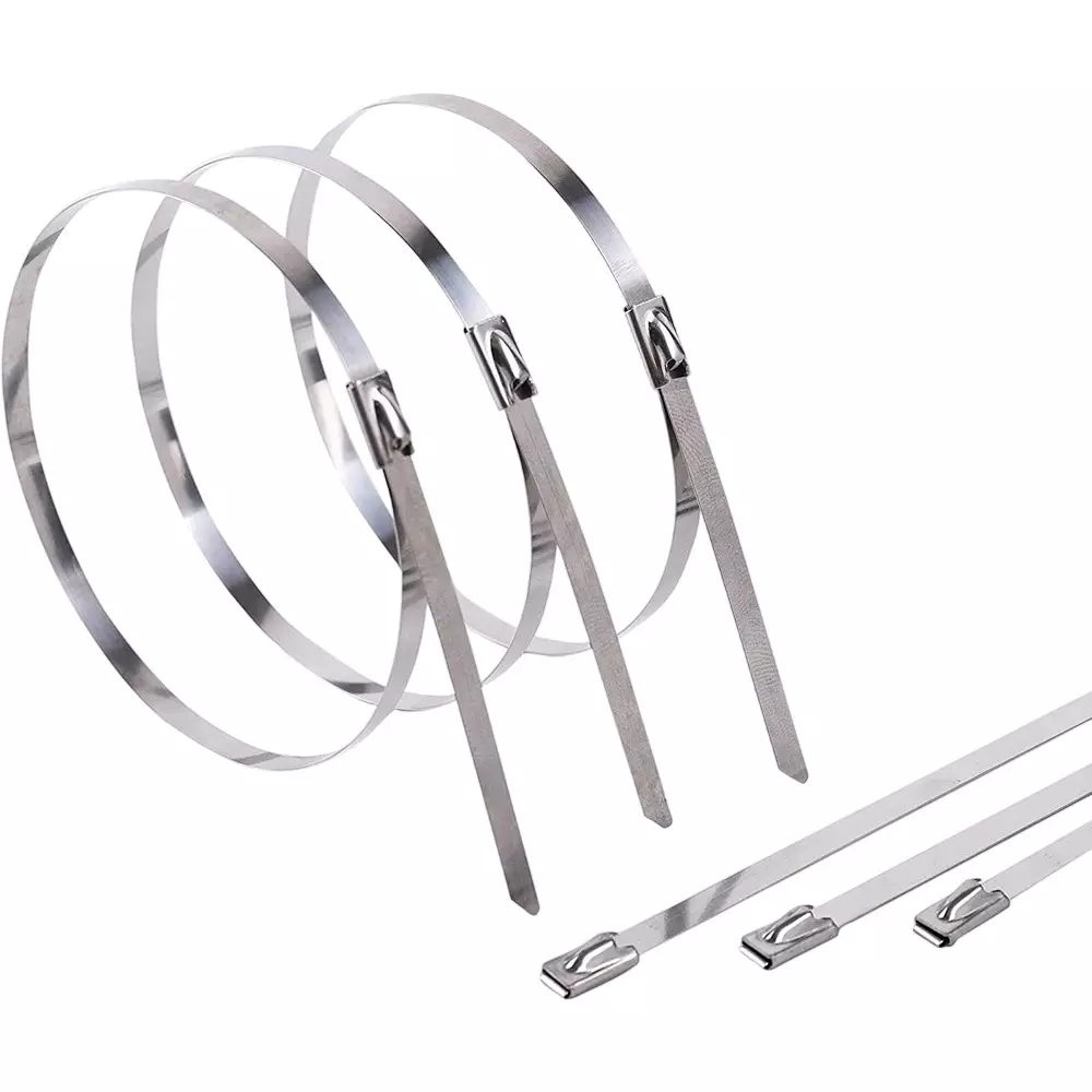 GENERIC 355.6 mm Stainless Steel Self-Locking Cable Zip Ties Silver (Pack of 20 Pcs)