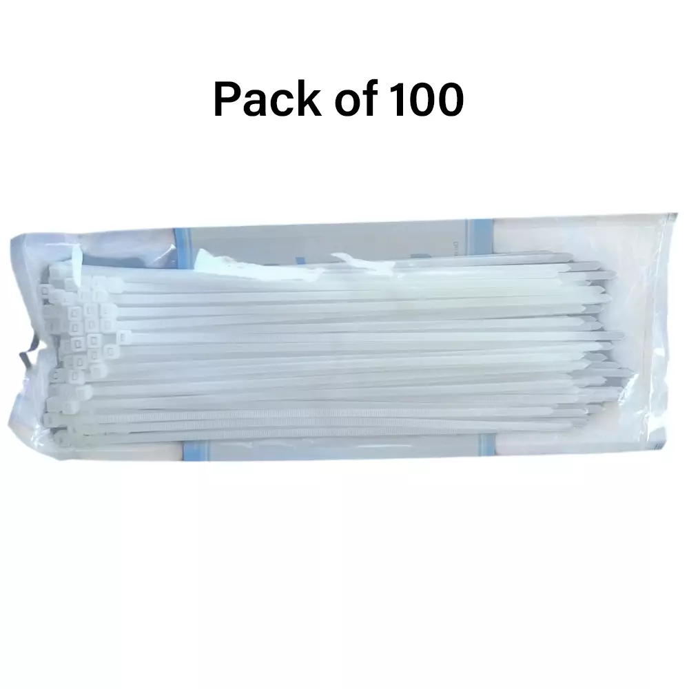 GENERIC 100 Pcs Per Pack Cabel Tie Nylon White HSS Lock Type 200 x 4 mm (Pack of 100)
