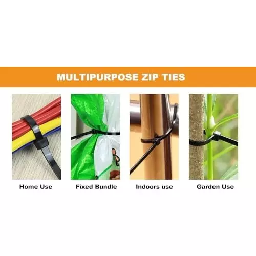 SCHOFIC Heavy Duty Cable Zip Ties Nylon (Polyamide) Black 4.8x368 mm, (Pack of ‎200)
