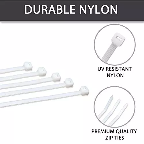 SCHOFIC Heavy Duty Cable Zip Ties Nylon (Polyamide) White 4.8x368 mm, (Pack of ‎200)