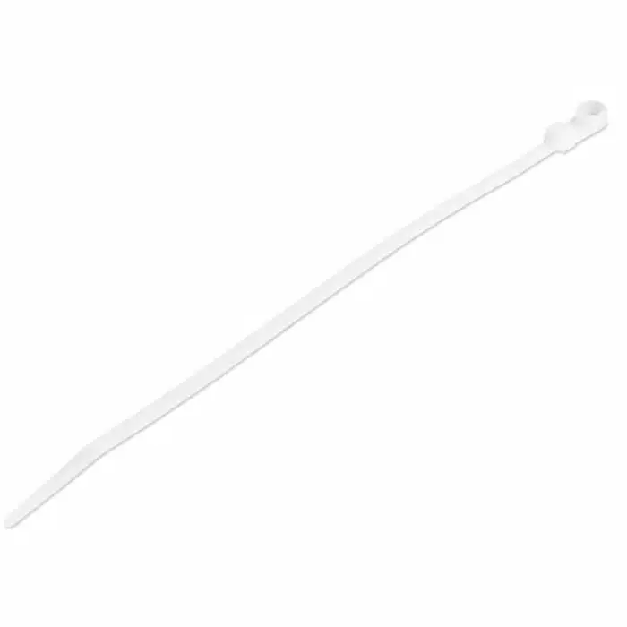 StarTech.com Cable Ties Nylon White 219x2.5 mm with Mounting Hole, CBMZTS10N8 (Pack of 100 Pcs)