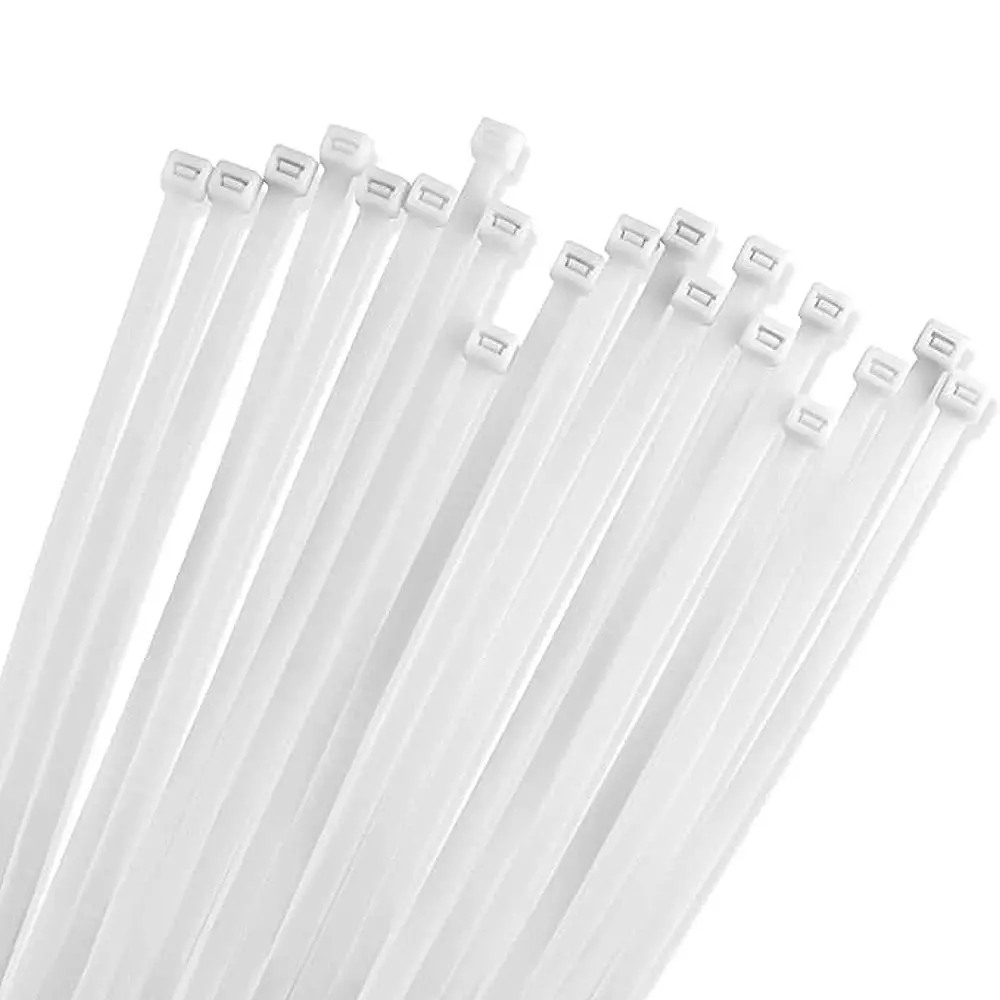 GENERIC 304.8 mm Nylon Zip Locking Cable Ties White (Pack of 100 Pcs)