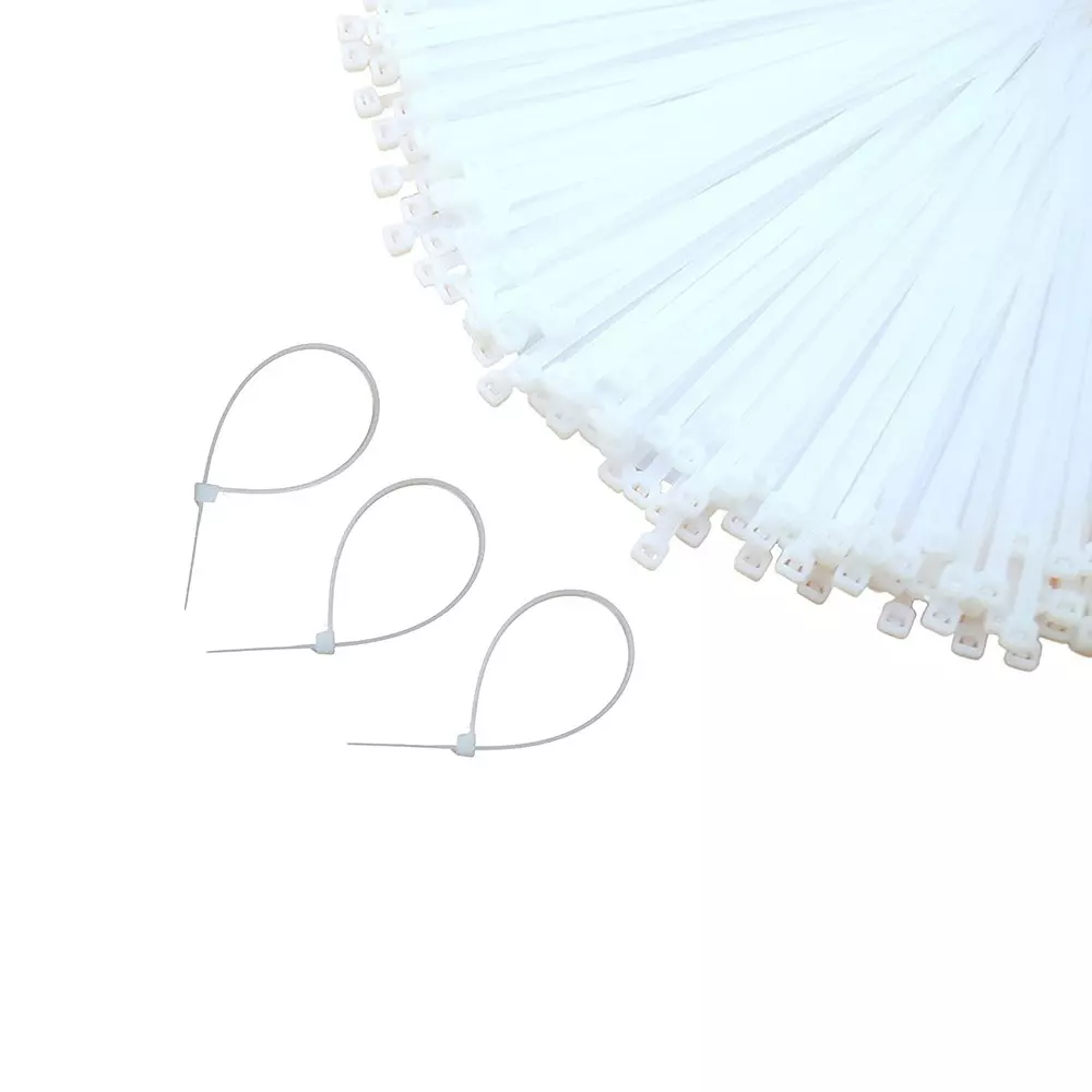 GENERIC 304.8 mm Nylon Zip Locking Cable Ties White (Pack of 100 Pcs)