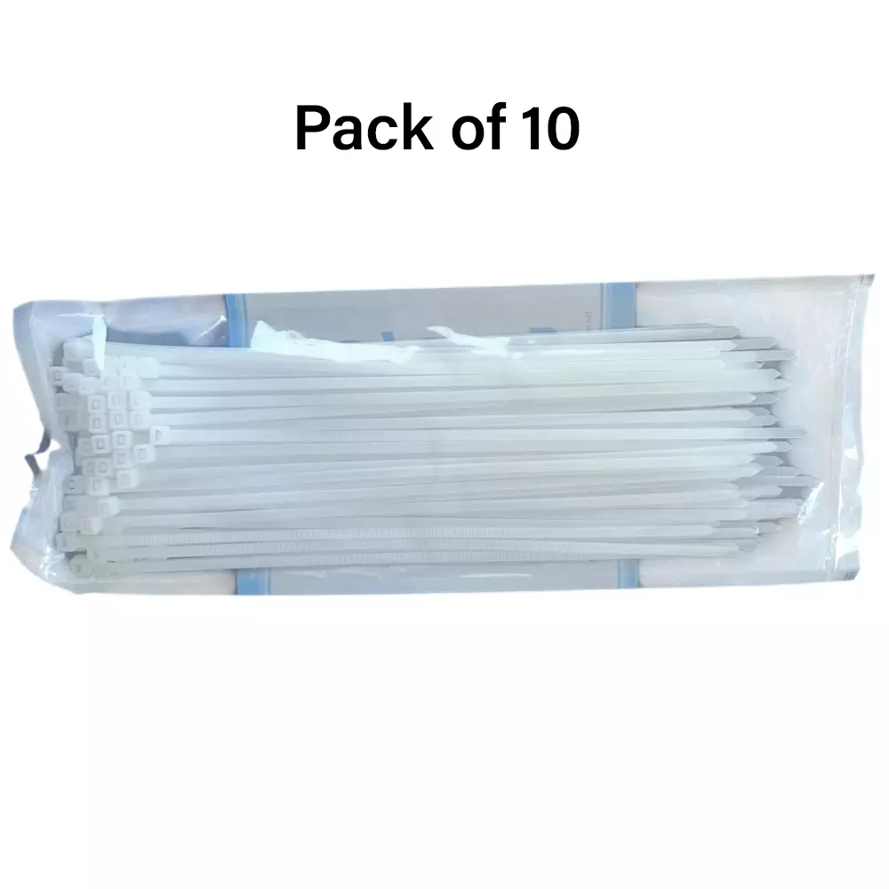 GENERIC 100 Pcs Per Pack Cabel Tie Nylon White HSS Lock Type 200 x 4 mm (Pack of 10)