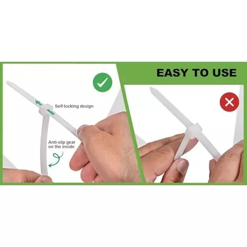 SCHOFIC Heavy Duty Cable Zip Ties Halogen-Free Nylon (Polyamide) White 4.8x200 mm, (Pack of ‎500)