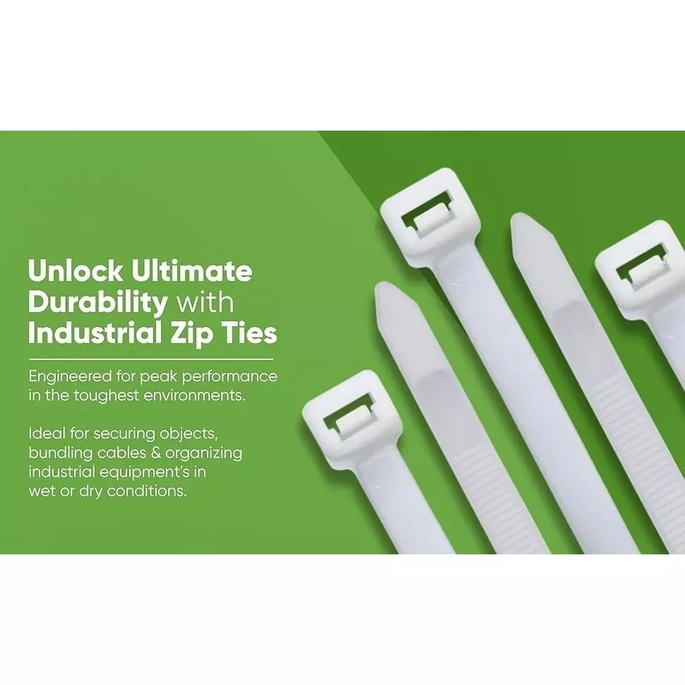 SCHOFIC Heavy Duty Cable Zip Ties Nylon (Polyamide) White 4.8x368 mm, (Pack of ‎1000)