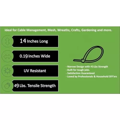 SCHOFIC Heavy Duty Cable Zip Ties Nylon (Polyamide) White 4.8x368 mm, (Pack of ‎1000)