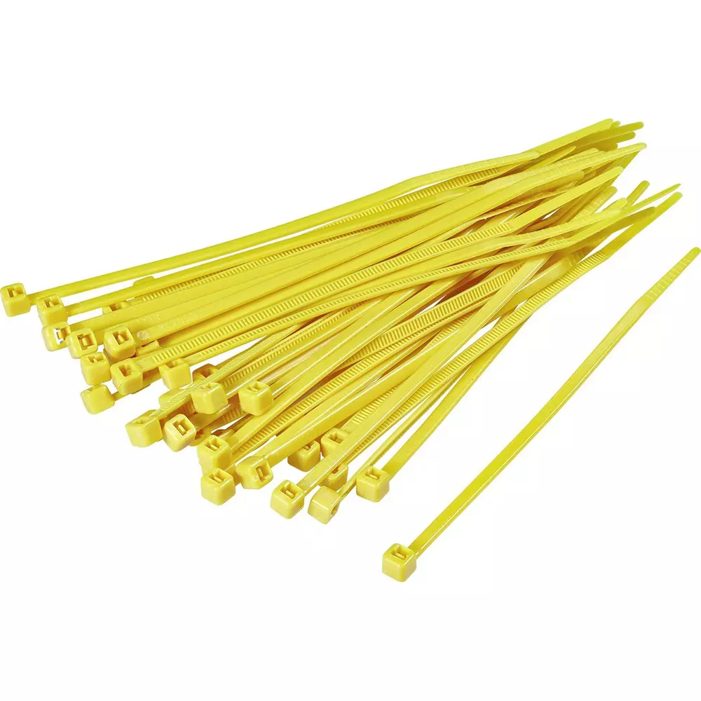 Elettro Self Locking Cable Tie Standard Series PA 66 Nylon Yellow Color 350 mm Length and 4.8 mm Width, ET 350 x 4.8 (Pack of 100)