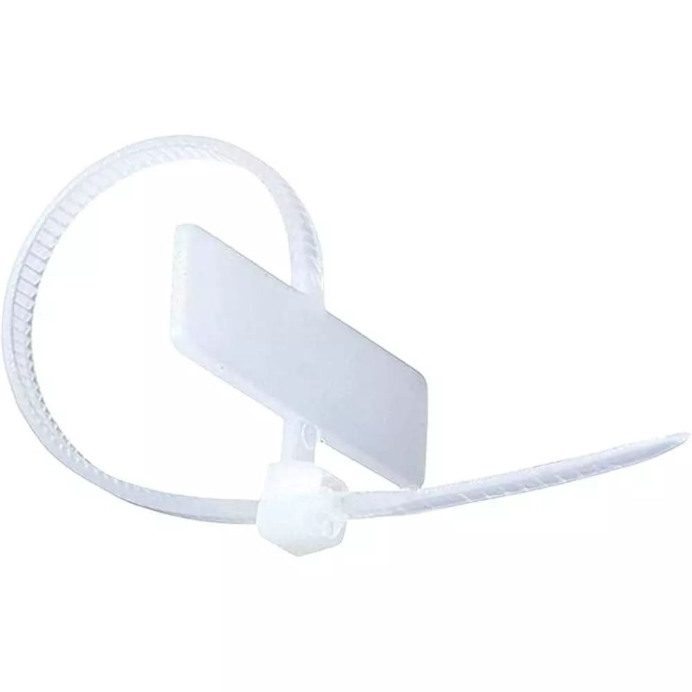 Elettro Self Locking Cable Tie Tag Type Series PA 66 Nylon White Color 100 mm Length and 2.5 mm Width, ET-T 100 X 2.5 (Pack of 100)