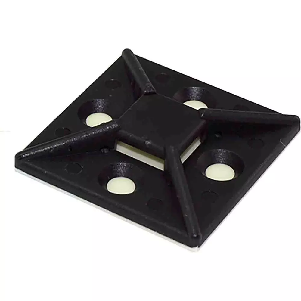 RS PRO Cable Tie Mount 38.5 mm Black Polyamide 66 10.2 mm 7.6 mm, 2699015 (Pack of 25 Pcs)