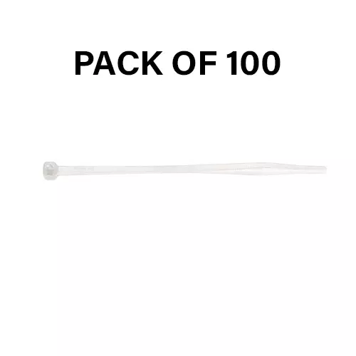 Partex Cable Tie Natural Color Nylon, Length 100 mm and Width 2.5 mm, HFC100-NAT-C (Pack of 100)