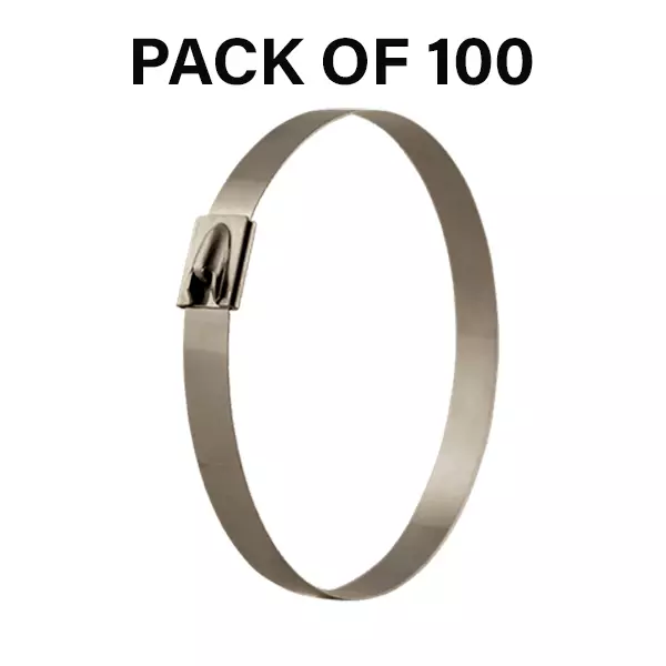 BAND-IT Stainless Steel Cable Tie Coated 316 Grade Stainless Steel 360 mm (14.2 inch) Length, KE0248 (Pack of 100)