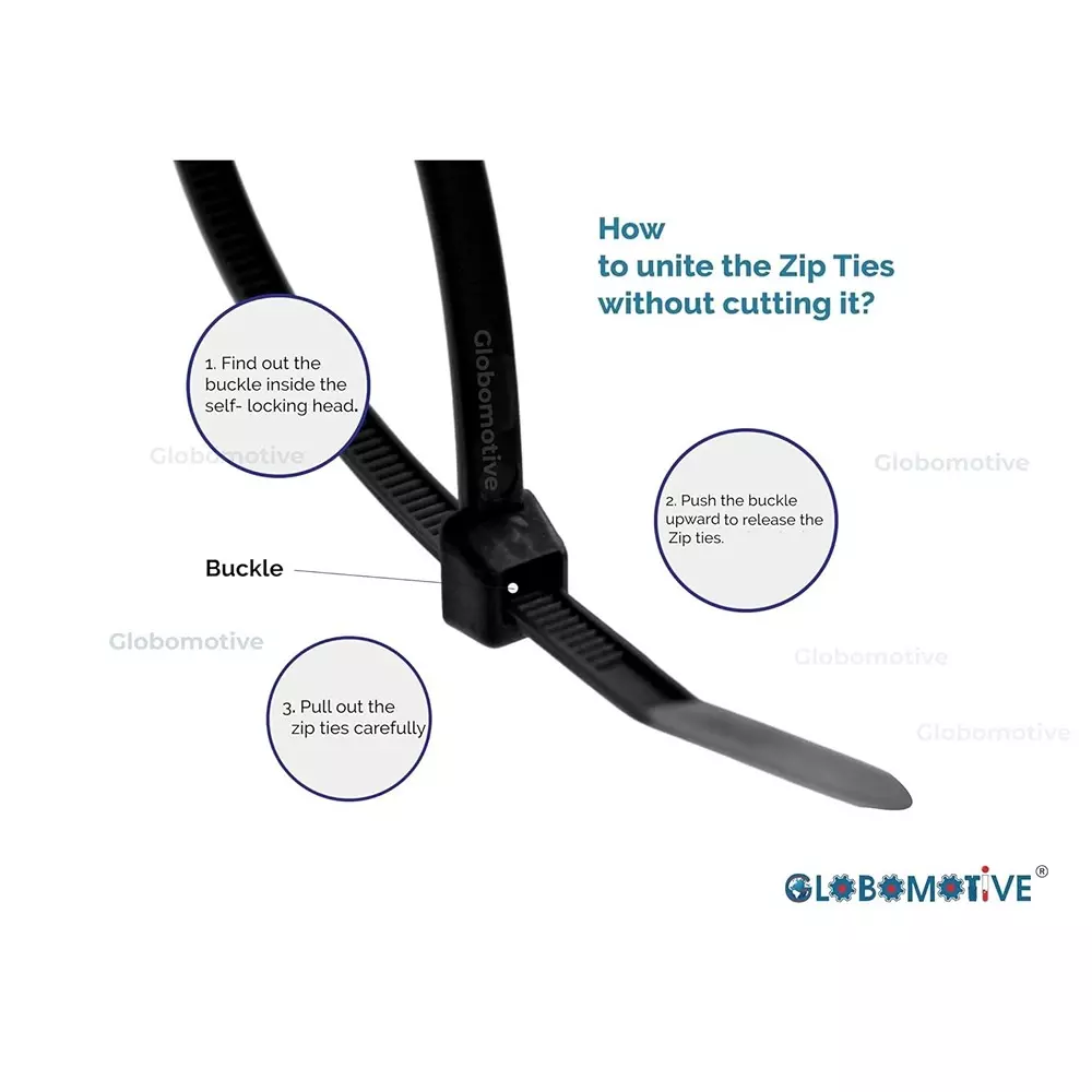 GENERIC 300x4.8 mm Nylon Self Locking Cable Ties Black (Pack of 300 Pcs)