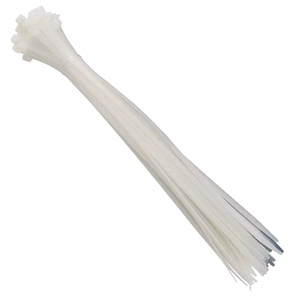 IB BASICS Cable Ties PVC White 400 x 4.8 mm (Pack of 100)
