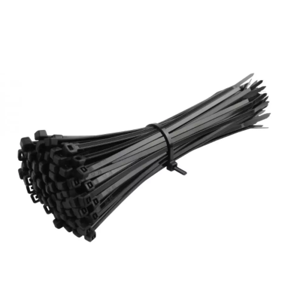 Manglam Nylon Cable Tie 250 mm x 4.8 mm Black (Pack of 100 Pcs)