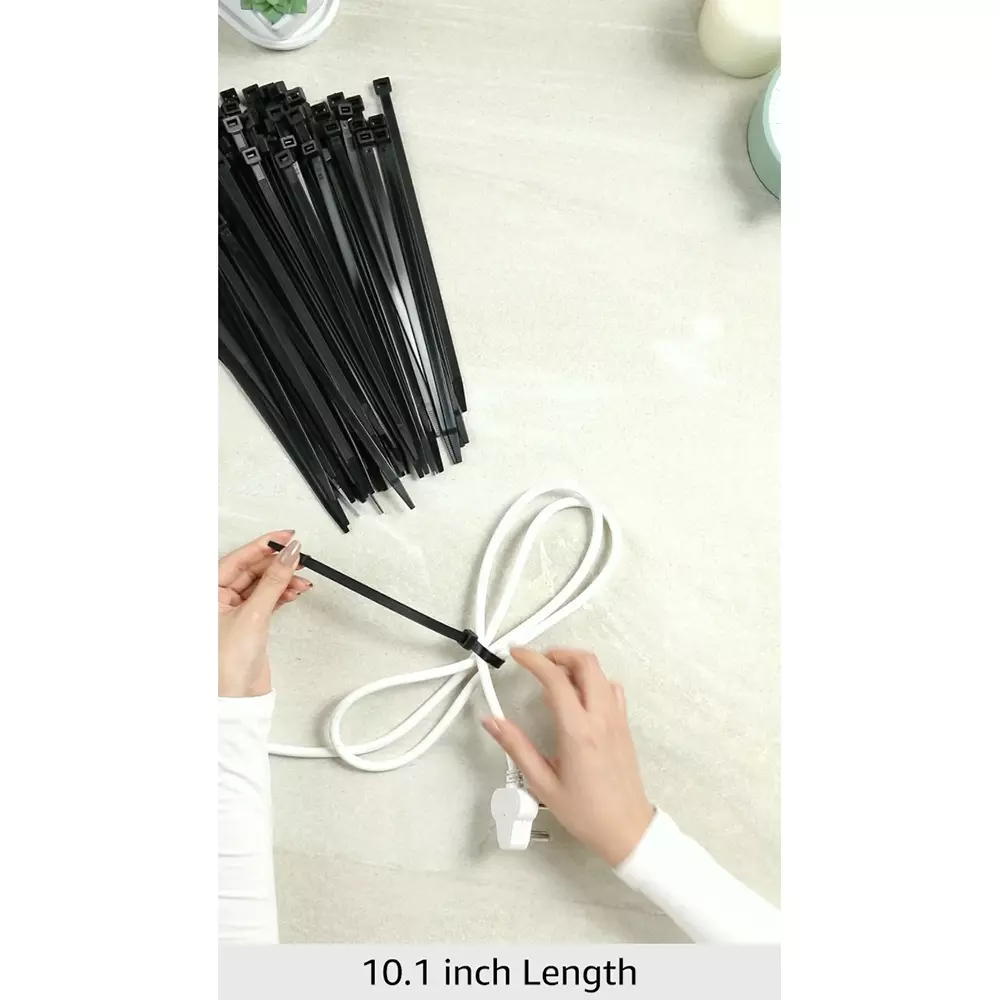 SCHOFIC Heavy Duty Cable Zip Ties Nylon (Polyamide) Black 7.2x250 mm, (Pack of ‎100)