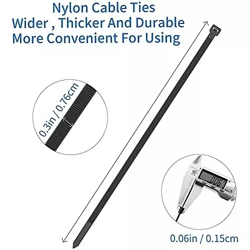 SCHOFIC Heavy Duty Cable Zip Ties Nylon (Polyamide) Black 7.2x250 mm, (Pack of ‎100)