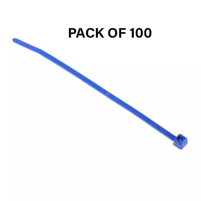 Partex Cable Tie Blue Color Nylon, Length 100 mm and Width 2.5 mm, HFC 100-Blue (Pack of 100)