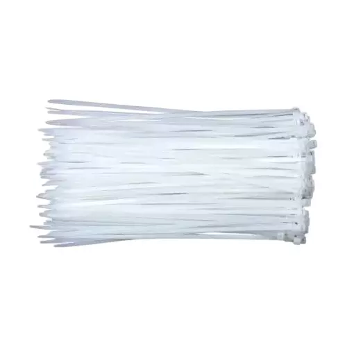 GENERIC 203.2 mm Nylon Zip Locking Cable Ties White (Pack of 100 Pcs)