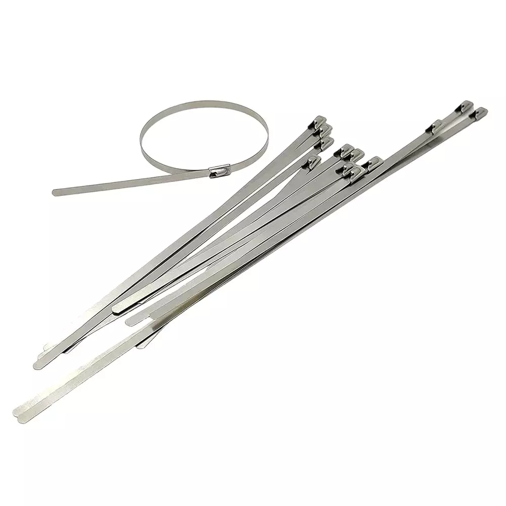 GENERIC 4.6x250 mm Stainless Steel Zip Locking Cable Ties Silver(Pack of 100 Pcs)