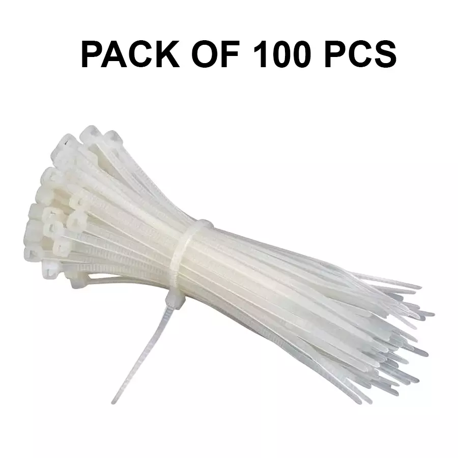 IB BASICS Cable Ties PVC White 350 x 4.8 mm (Pack of 100)