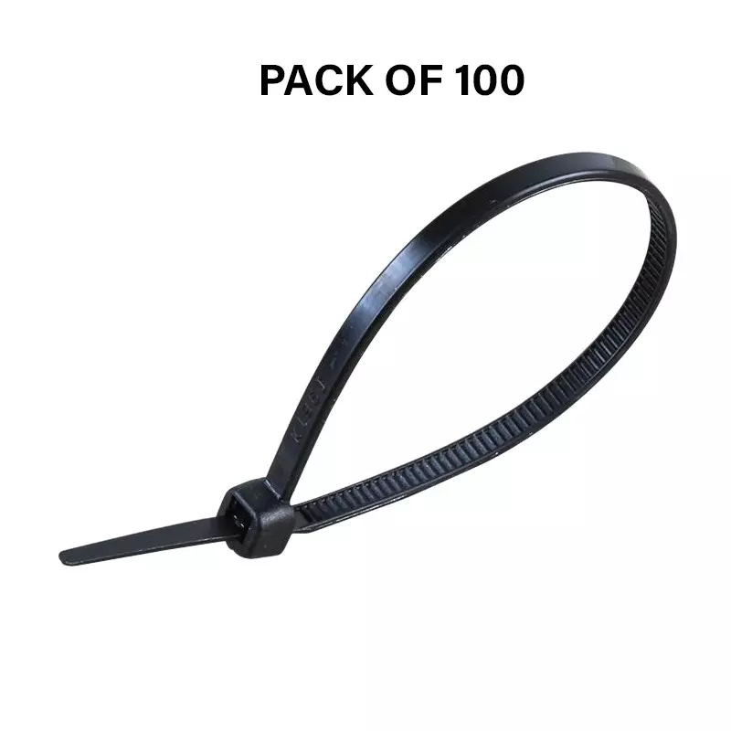 Partex Cable Tie Non-Releasable Black Color Nylon, Length 300 mm and Width 3.6 mm, HFC 300L (Pack of 100)