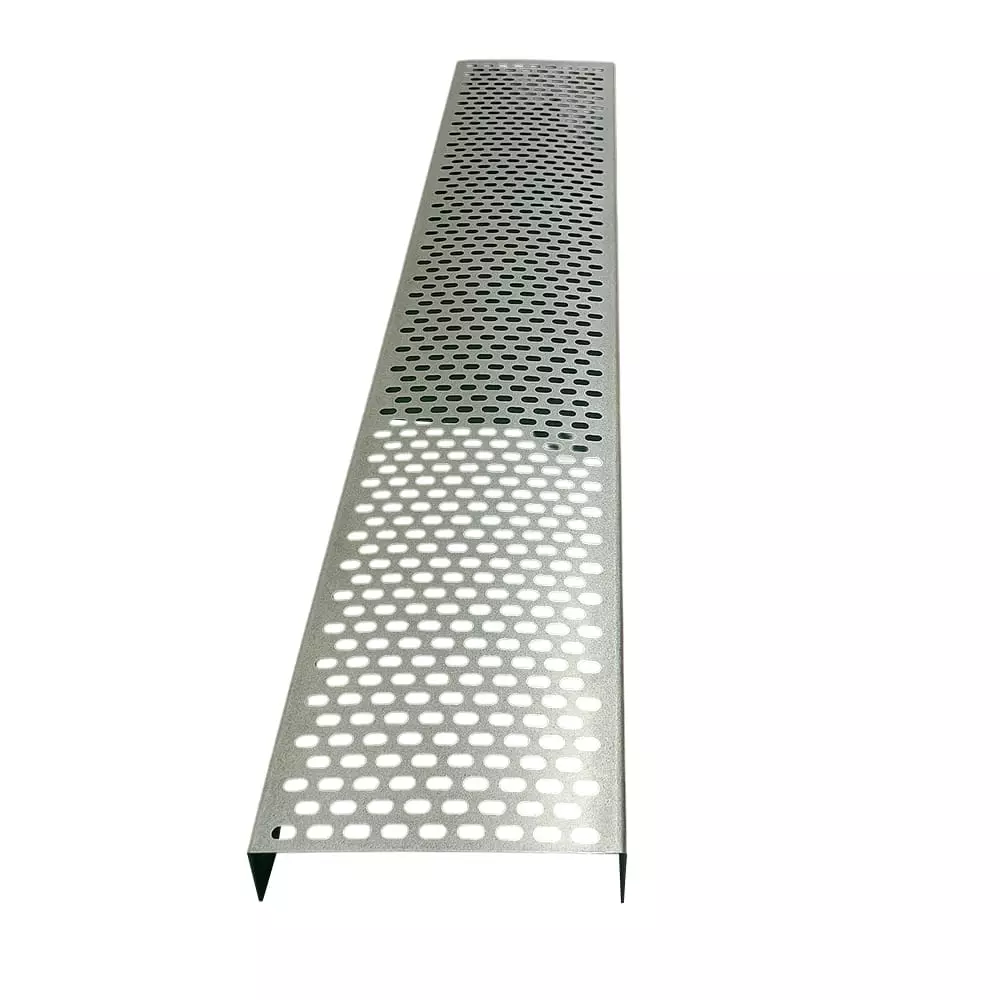 NKE Perforated Cable Tray Pre GI Silver 2.5 m Length Ms Powder Coating 100 X 50 X 1.2 mm Size Wall Mount for Industrial Use