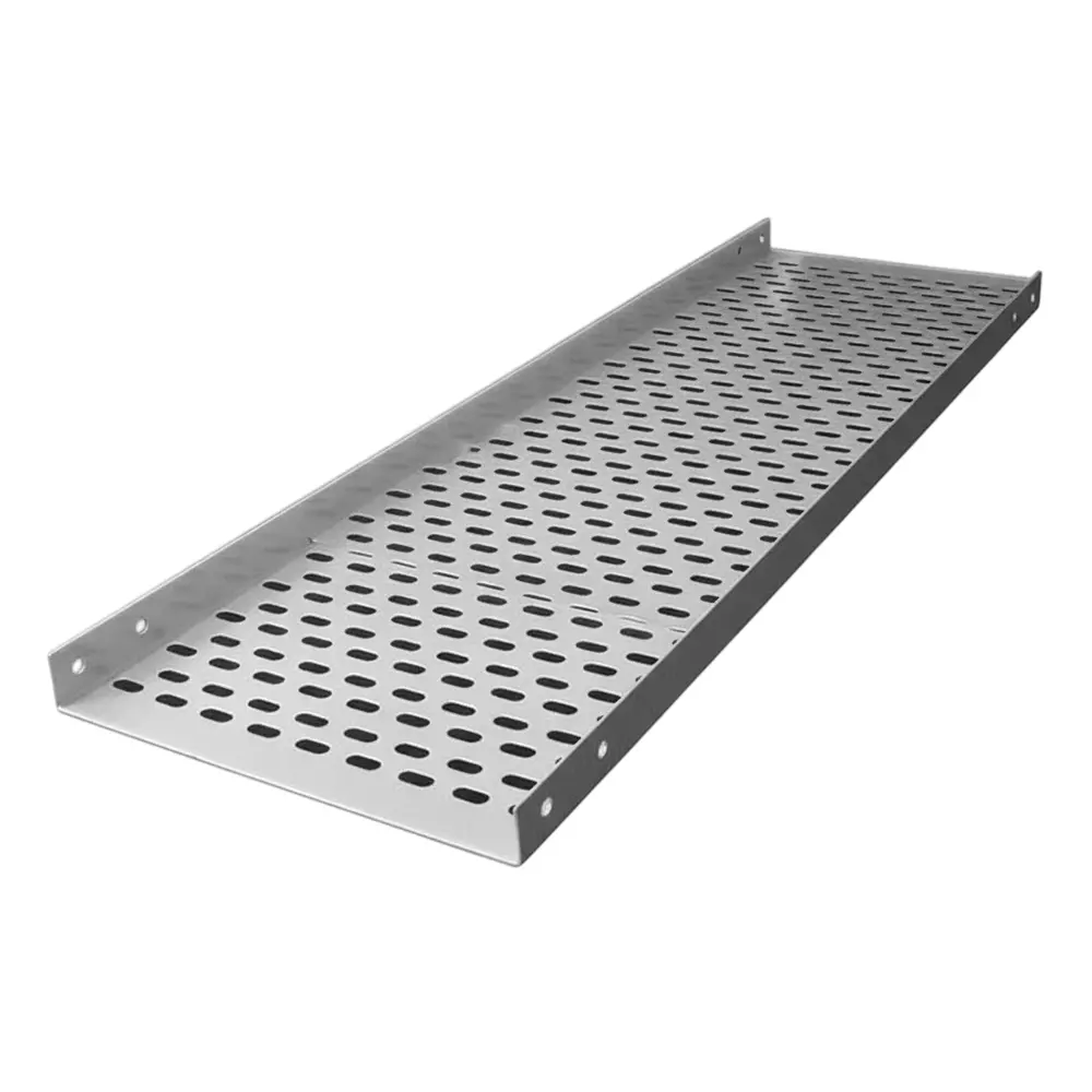NKE Perforated Cable Tray Pre GI Silver 2.5 m Length 50 X 50 X 1.6 mm Size Wall Mount for Industrial Use