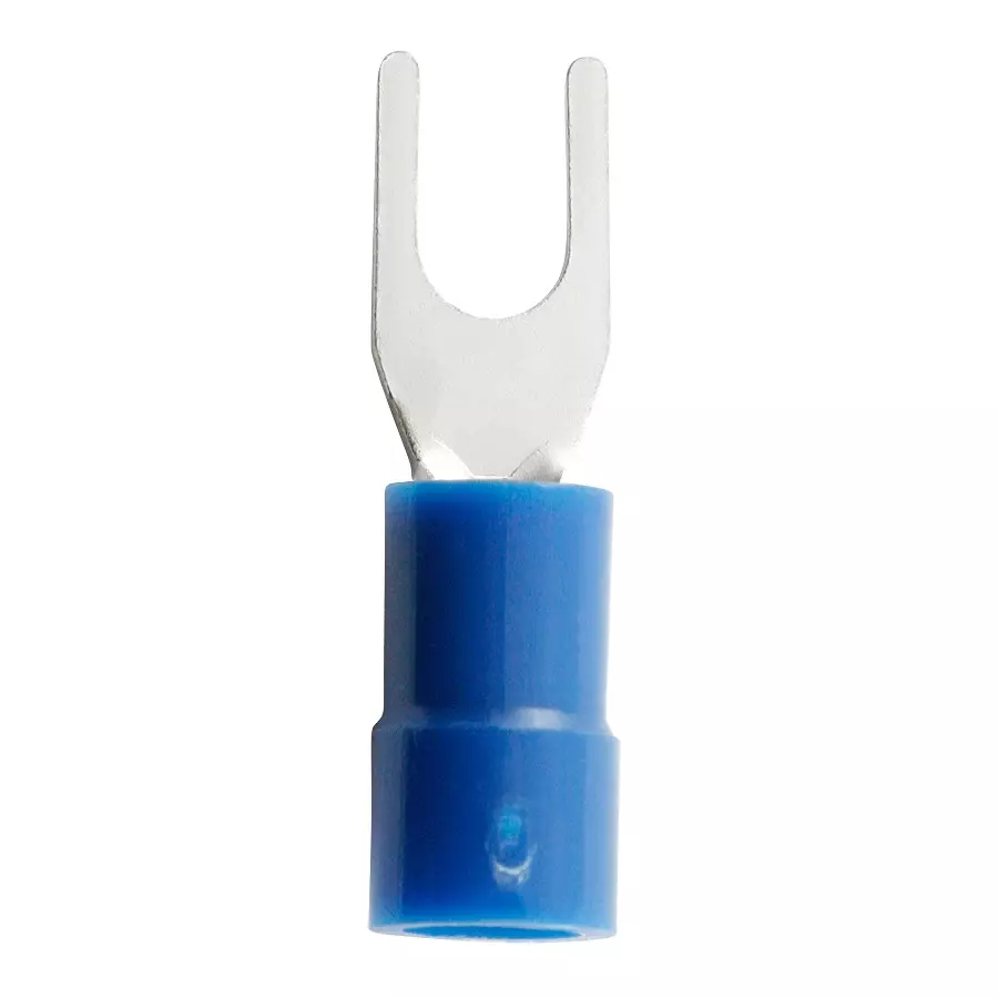 RS PRO Crimp Spade Connector 16 AWG to 14 AWG Blue Insulated 3.7 mm Stud Copper Tin, 2707658 (Pack of 500)