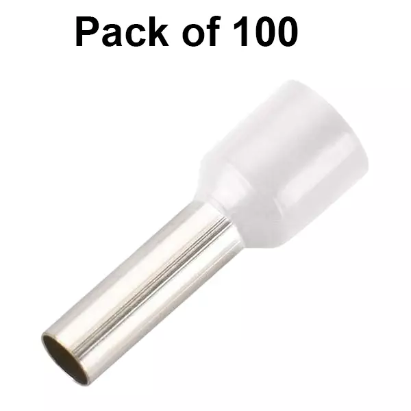 ENERTECH Single Type Cable Terminals 0.25 - 8 mm Size Range White, EN-02508 (Pack of 100)
