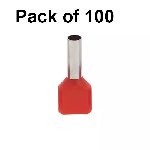 ENERTECH Twin Type Cable Terminals 1 -8 mm Size Range Red, EN- TE 1008 (Pack of 100)