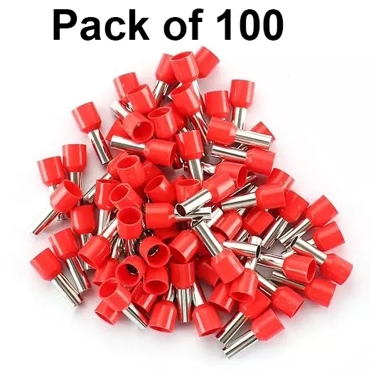 ENERTECH Single Type Cable Terminals 1 -12 mm Size Range Red, EN-1012 (Pack of 100)