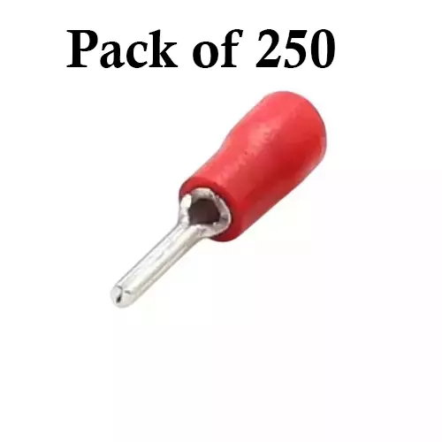 Kaycee Lugs Copper Pin Terminal Insulated 1.5 Sq.mm, KCPI-17 (Pack of 250)