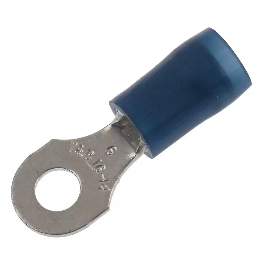 ABB - THOMAS & BETTS Terminal, Ring Tongue, #6, Crimp, Blue, RB14-6 (Pack of 100)