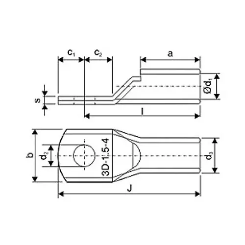 3D Tubular Lugs ETP-Copper 25 mm² M6 Thread & 30 mm Length, CUS-355 (Pack of 100)