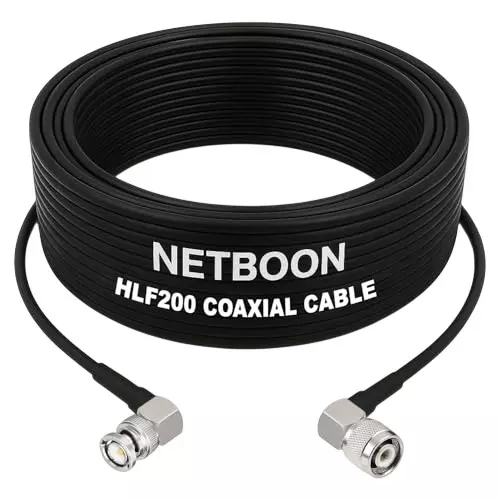 NETBOON HLF200 Low Loss Coaxial Cable 15 m with BNC Male Right Angle to TNC Male Right Angle Connector RF 50 Ohm for CCTV, Communication Systems