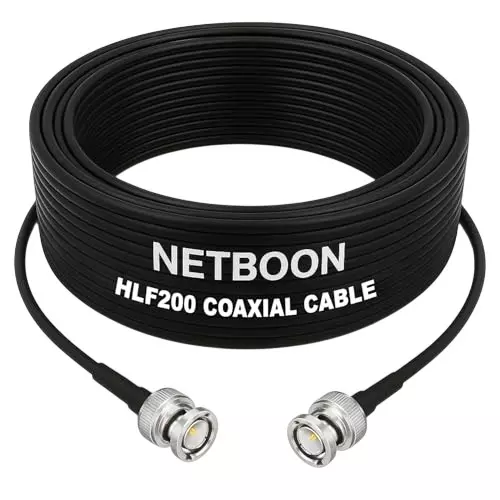 NETBOON HLF200 Low Loss Coaxial Cable 1 m with BNC Male to BNC Male Connector RF 50 Ohm for CCTV Systems, Test Equipment