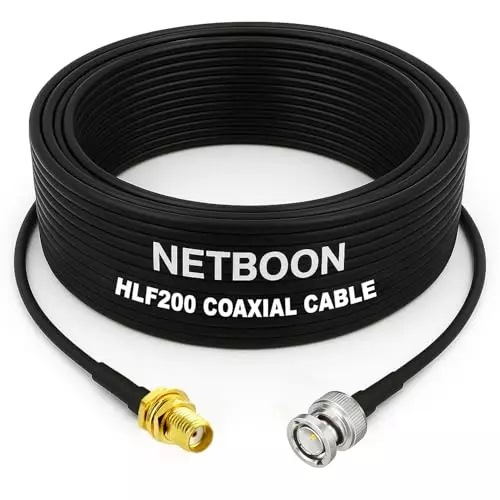 NETBOON HLF200 Low Loss Coaxial Cable 10 m with SMA Female to BNC Male Connector RF 50 Ohm for Antenna, CCTV, Radio, Laboratory