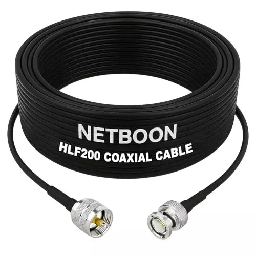 NETBOON HLF200 Low Loss Coaxial Cable 1 m with UHF Male to BNC Male Connector RF 50 Ohm for Antennas, Radios, Test Equipment