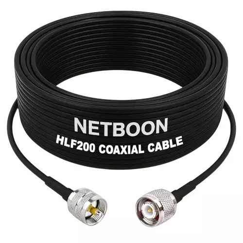 NETBOON HLF200 Low Loss Coaxial Cable 10 m with UHF Male to TNC Male Connector RF 50 Ohm for Antennas, Radios, Communication Systems