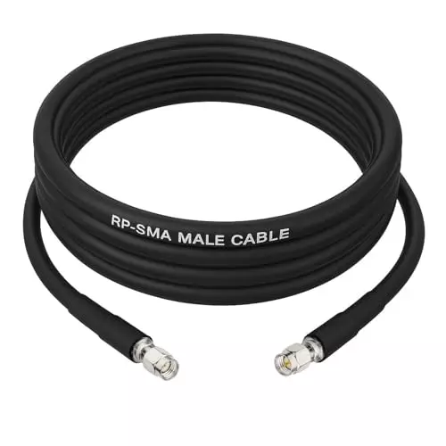 NETBOON HLF400 Low Loss Coaxial Cable SMA Male to RP-SMA Male Connector RF 50 Ohm 5 m Black for RF Communication