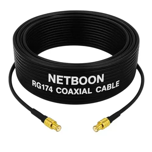 NETBOON NEW-RG174 Low Loss Coaxial Cable MCX Male to MCX Male Connector RF 50 Ohm 1 m Black for GPS Devices, Antenna Modules